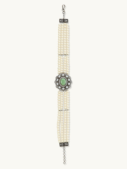Nuyug Pearl Beaded Jade Stone Choker Necklace - Distacart
