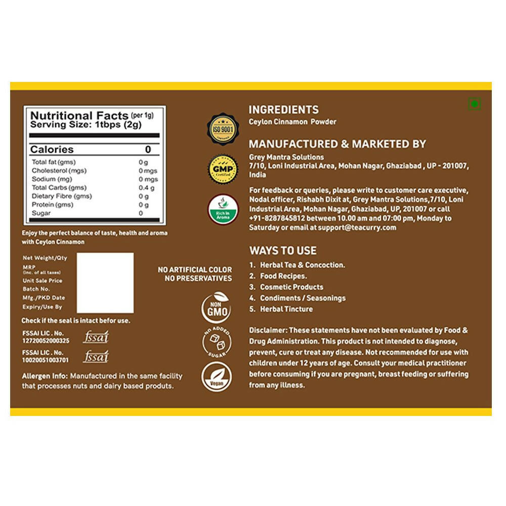Teacurry Ceylon Cinnamon Powder - Distacart