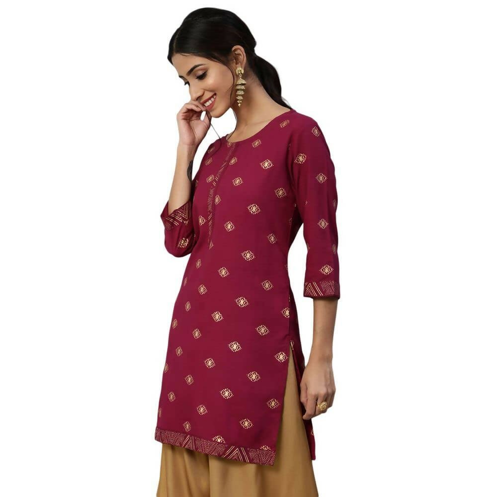 Anubhutee Women Ethnic Motifs Printed Maroon Color Kurti - Distacart