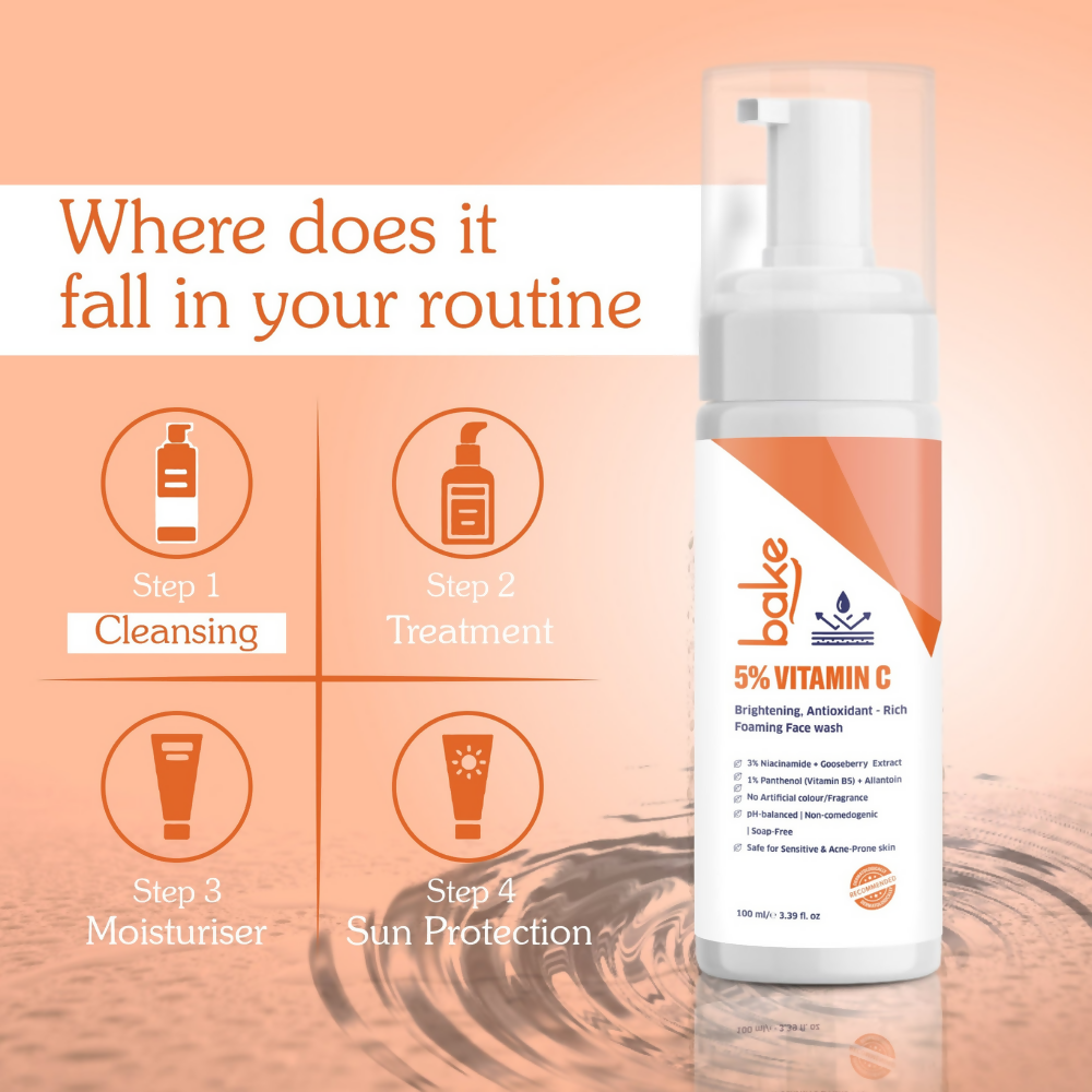 Bake 5% Vitamin C Foaming Face Wash with 3% Niacinamide - Distacart