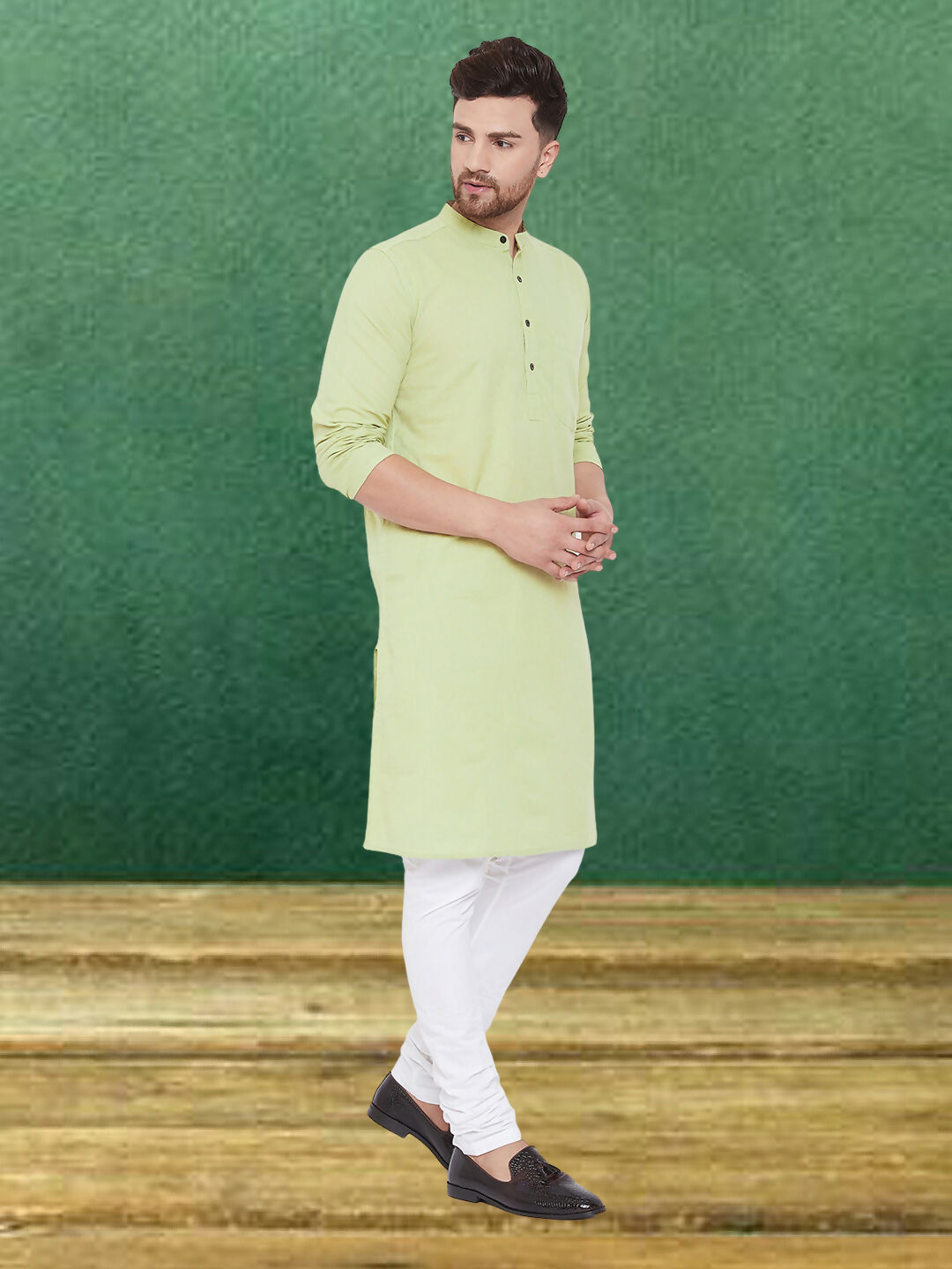 Even Apparels Men's Pure Cotton Green Kurta - Distacart