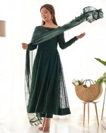 Thumbnail for Joban Fashion Green Kurta Set Georgette Sequence Embroidery Work