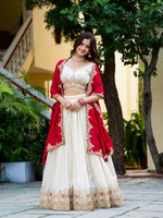 Thumbnail for Lehenga Mart Designer Indian Wedding Lehenga Choli-White - Distacart