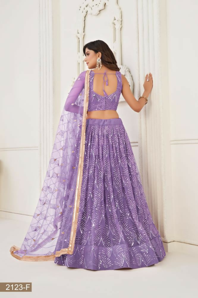 Aastha Fashion Lavender Butterfly Net Tone To Tone Thread Work, Sequence Work And Original Mirror Work Embroidery Wedding Wear Lehenga Choli - Distacart