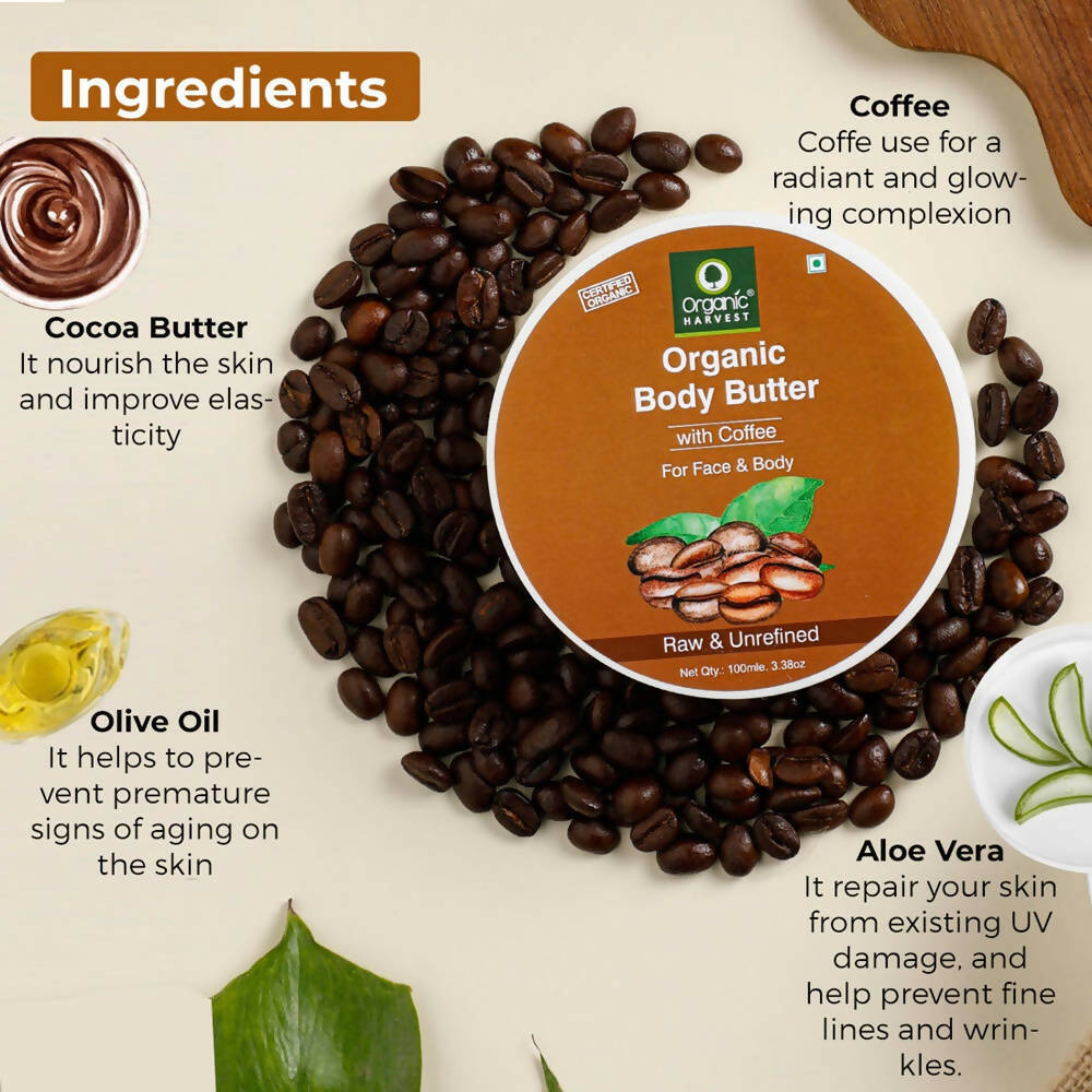 Organic Harvest Organic Body Butter With Coffee For Face & Body - Distacart