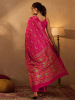 Thumbnail for NOZ2TOZ Women's Silk Blend Pink Printed Designer Saree With Blouse Piece - Distacart