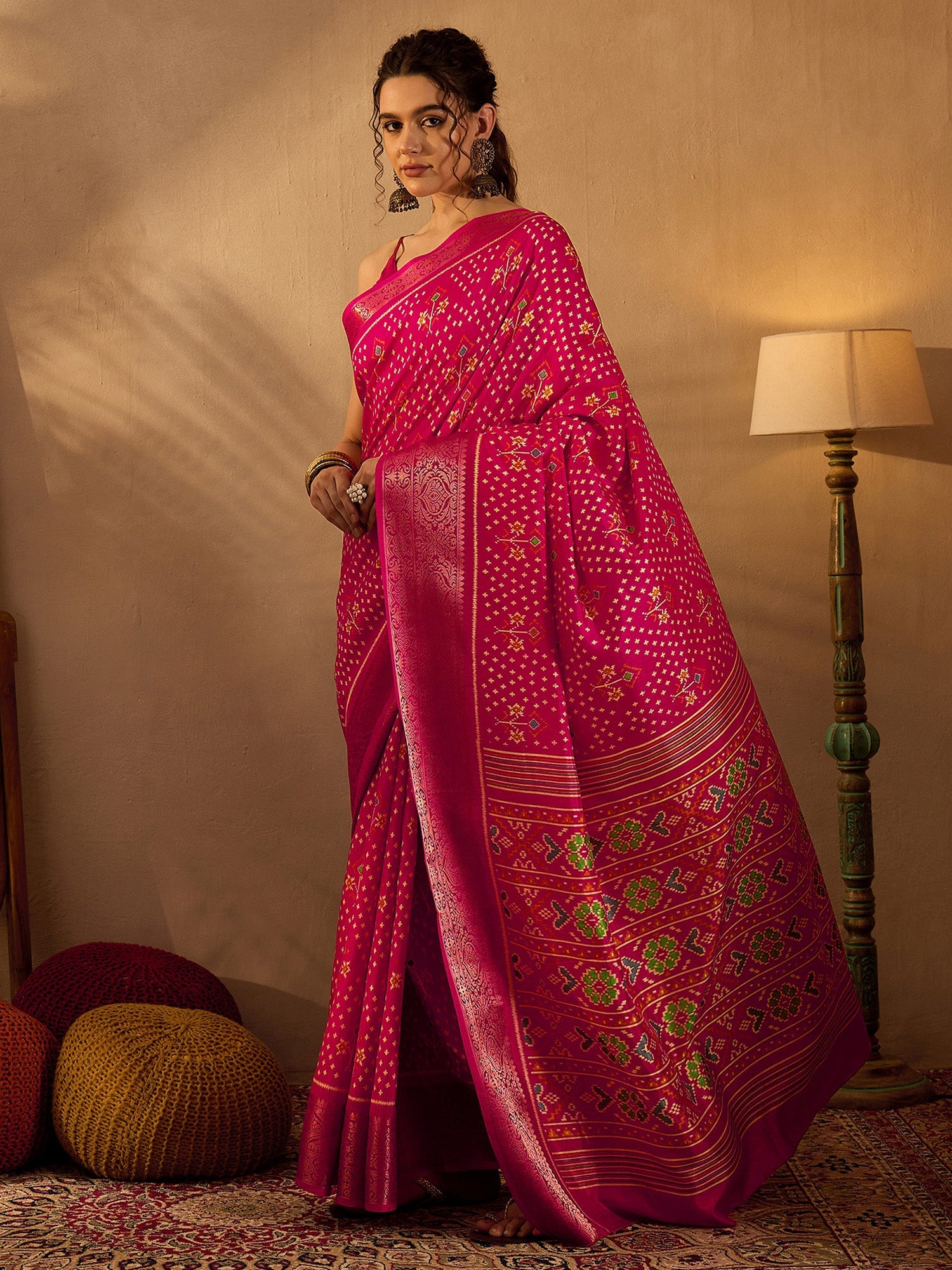 NOZ2TOZ Women's Silk Blend Pink Printed Designer Saree With Blouse Piece - Distacart