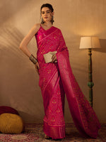 Thumbnail for NOZ2TOZ Women's Silk Blend Pink Printed Designer Saree With Blouse Piece - Distacart