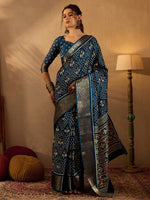 Thumbnail for NOZ2TOZ Women's Silk Blend Teal blue Printed Designer Saree With Blouse Piece - Distacart