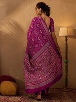 Thumbnail for NOZ2TOZ Women's Silk Blend Magenta Printed Designer Saree With Blouse Piece - Distacart