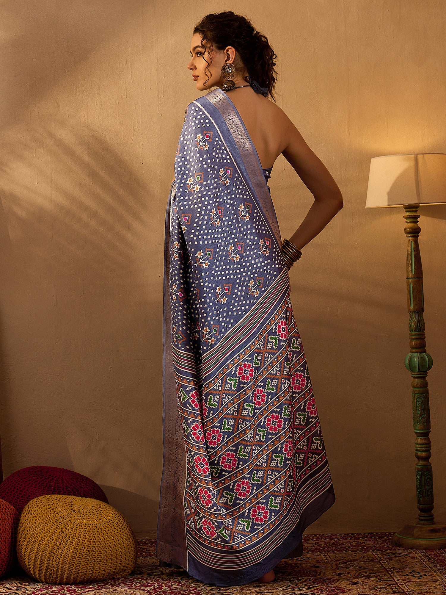 NOZ2TOZ Women's Silk Blend Metallic Printed Designer Saree With Blouse Piece - Distacart