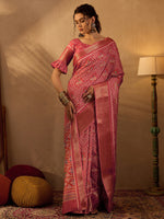 Thumbnail for NOZ2TOZ Women's Silk Blend Pink Printed Designer Saree With Blouse Piece - Distacart