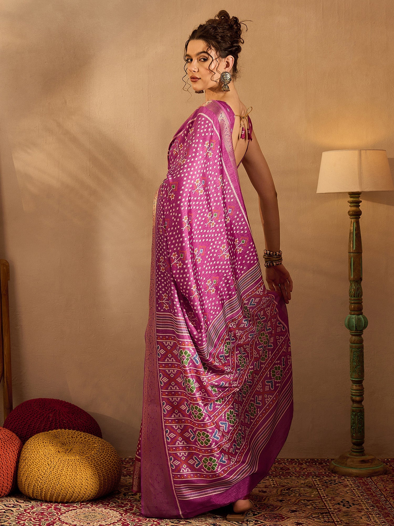 NOZ2TOZ Women's Silk Blend Pink Printed Designer Saree With Blouse Piece - Distacart