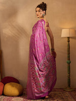 Thumbnail for NOZ2TOZ Women's Silk Blend Pink Printed Designer Saree With Blouse Piece - Distacart