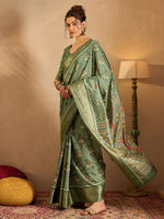 Thumbnail for NOZ2TOZ Women's Silk Blend Sea Green Printed Designer Saree With Blouse Piece - Distacart