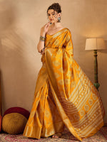 Thumbnail for NOZ2TOZ Women's Silk Blend Yellow Printed Designer Saree With Blouse Piece - Distacart