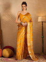 Thumbnail for NOZ2TOZ Women's Silk Blend Yellow Printed Designer Saree With Blouse Piece - Distacart