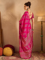 Thumbnail for NOZ2TOZ Women's Silk Blend Pink Printed Designer Saree With Blouse Piece - Distacart