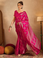 Thumbnail for NOZ2TOZ Women's Silk Blend Pink Printed Designer Saree With Blouse Piece - Distacart