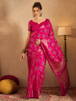 Thumbnail for NOZ2TOZ Women's Silk Blend Pink Printed Designer Saree With Blouse Piece - Distacart
