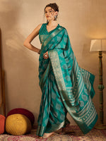 Thumbnail for NOZ2TOZ Women's Silk Blend Blue Printed Designer Saree With Blouse Piece - Distacart