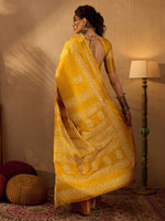 Thumbnail for NOZ2TOZ Women's Silk Blend Mustard Printed Designer Saree With Blouse Piece - Distacart