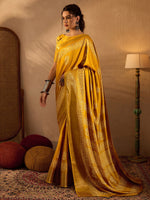 Thumbnail for NOZ2TOZ Women's Silk Blend Mustard Printed Designer Saree With Blouse Piece - Distacart