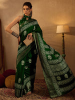 Thumbnail for NOZ2TOZ Women's Silk Blend Green Printed Designer Saree With Blouse Piece - Distacart