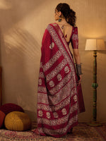 Thumbnail for NOZ2TOZ Women's Silk Blend Maroon Printed Designer Saree With Blouse Piece - Distacart