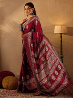 Thumbnail for NOZ2TOZ Women's Silk Blend Maroon Printed Designer Saree With Blouse Piece - Distacart