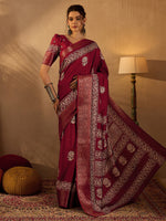 Thumbnail for NOZ2TOZ Women's Silk Blend Maroon Printed Designer Saree With Blouse Piece - Distacart