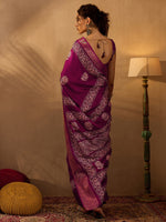 Thumbnail for NOZ2TOZ Women's Silk Blend Magenta Printed Designer Saree With Blouse Piece - Distacart