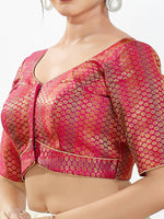 Thumbnail for Joban Fashion Pink Brocade Padded Blouse With Sweetheart Neck Elbow Sleeves