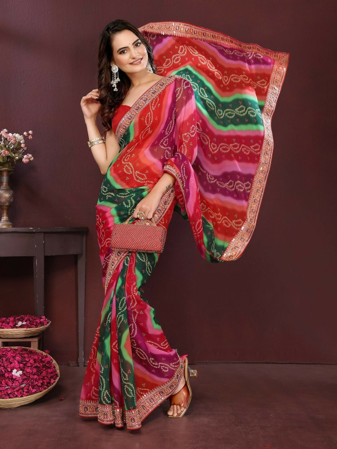 Ai Fashion Multi Georgette Digital Print Party Wear Saree