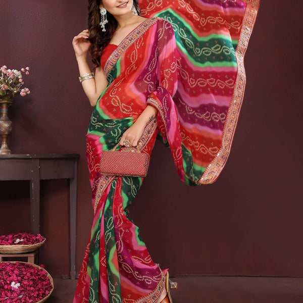 Ai Fashion Multi Georgette Digital Print Party Wear Saree