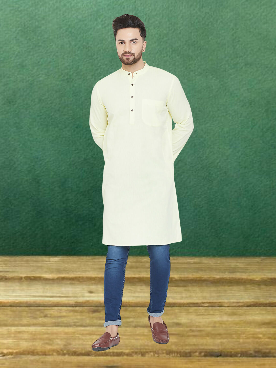 Even Apparels Men's Pure Cotton Yellow Kurta - Distacart