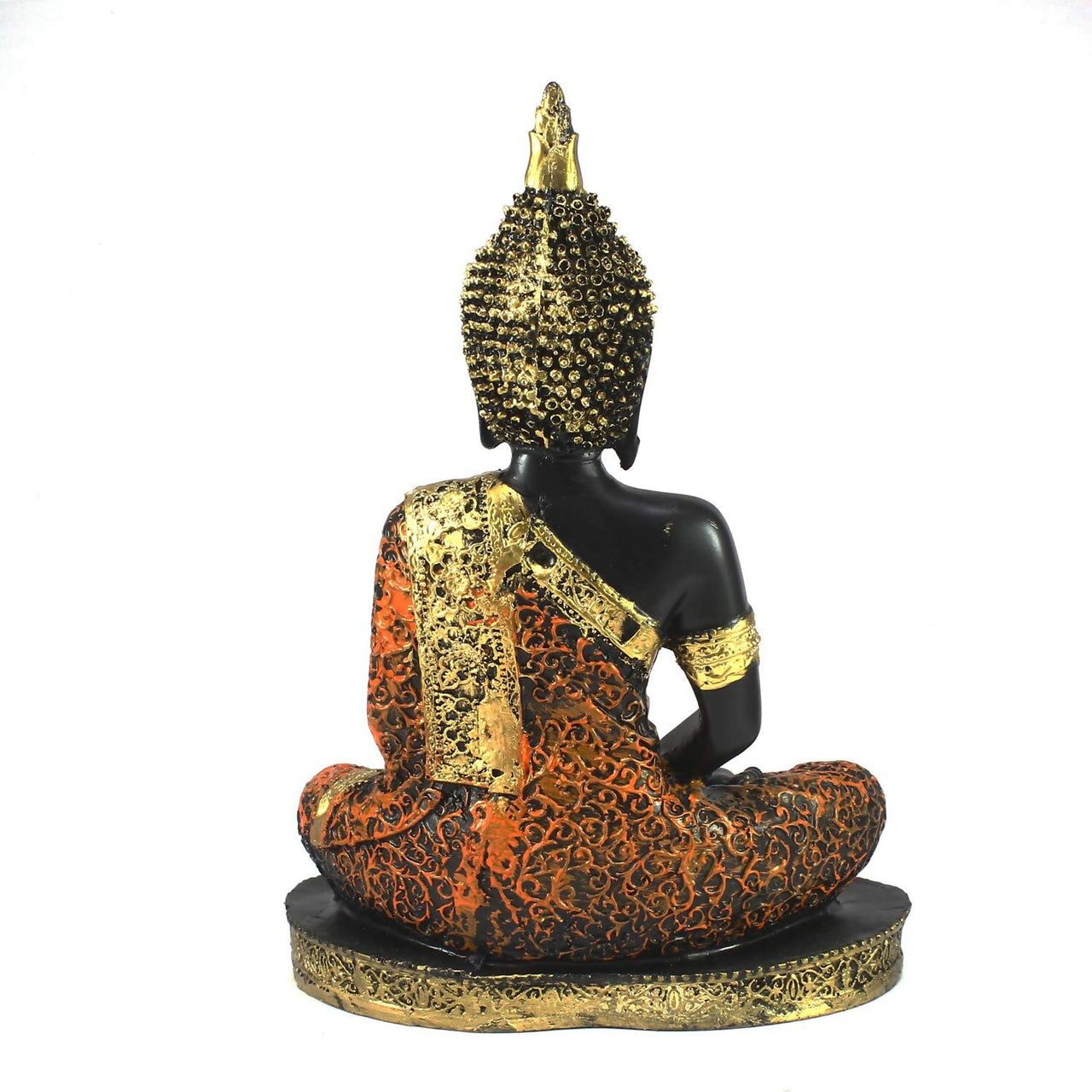 eCraftIndia Golden, Orange, and Black Polyresin Meditating Lord Buddha Statue - Distacart