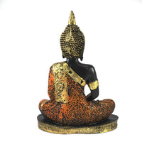 Thumbnail for eCraftIndia Golden, Orange, and Black Polyresin Meditating Lord Buddha Statue - Distacart