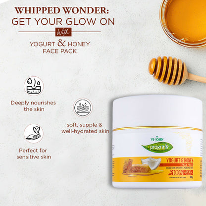 VI-JOHN Prakritik Yogurt & Honey Face Pack Restoresgmlow, Made With 100% Natural Bio Actives - Distacart