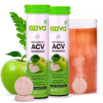 Thumbnail for OZiva ACV Moringa For Weight Loss 3-in-1 Fat Oxidation Formula Tablets - Green Apple Flavor