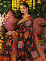 Thumbnail for Astita Linen Cotton Black Saree