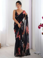 Thumbnail for Traditional Partywear Black Georgette Fancy Saree-Pavitra
