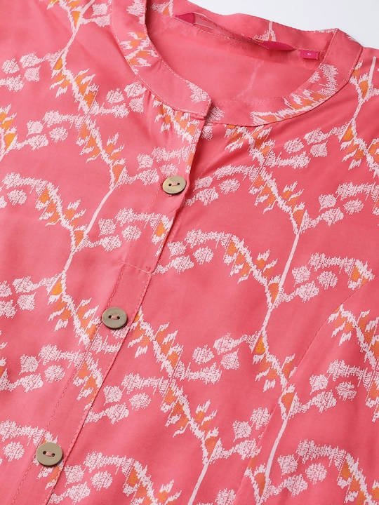 Anubhutee Coral Pink & White Printed Kurta with Palazzos - Distacart