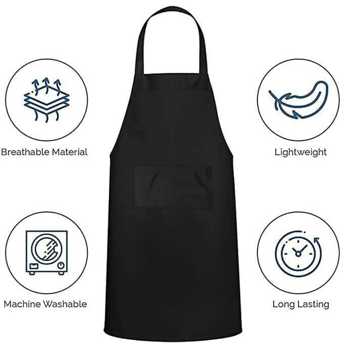 Uniformer Kitchen Apron For Men & Women-Black (Pack of 12) - Dista