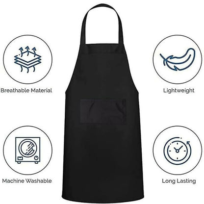 Uniformer Kitchen Apron For Men & Women-Black (Pack of 12) - Dista