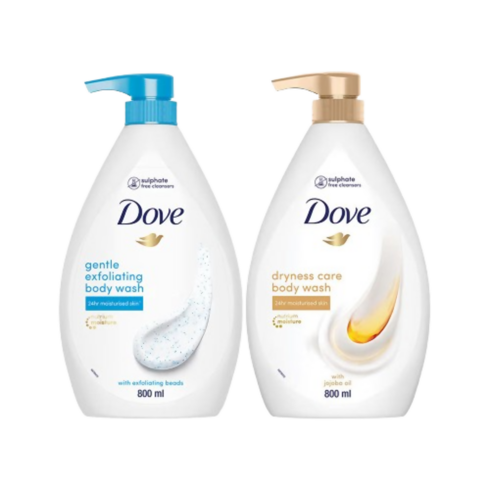 Dove Summer Body Wash Value Pack - Gentle Exfoliating & Dryness Care Combo - Distacart