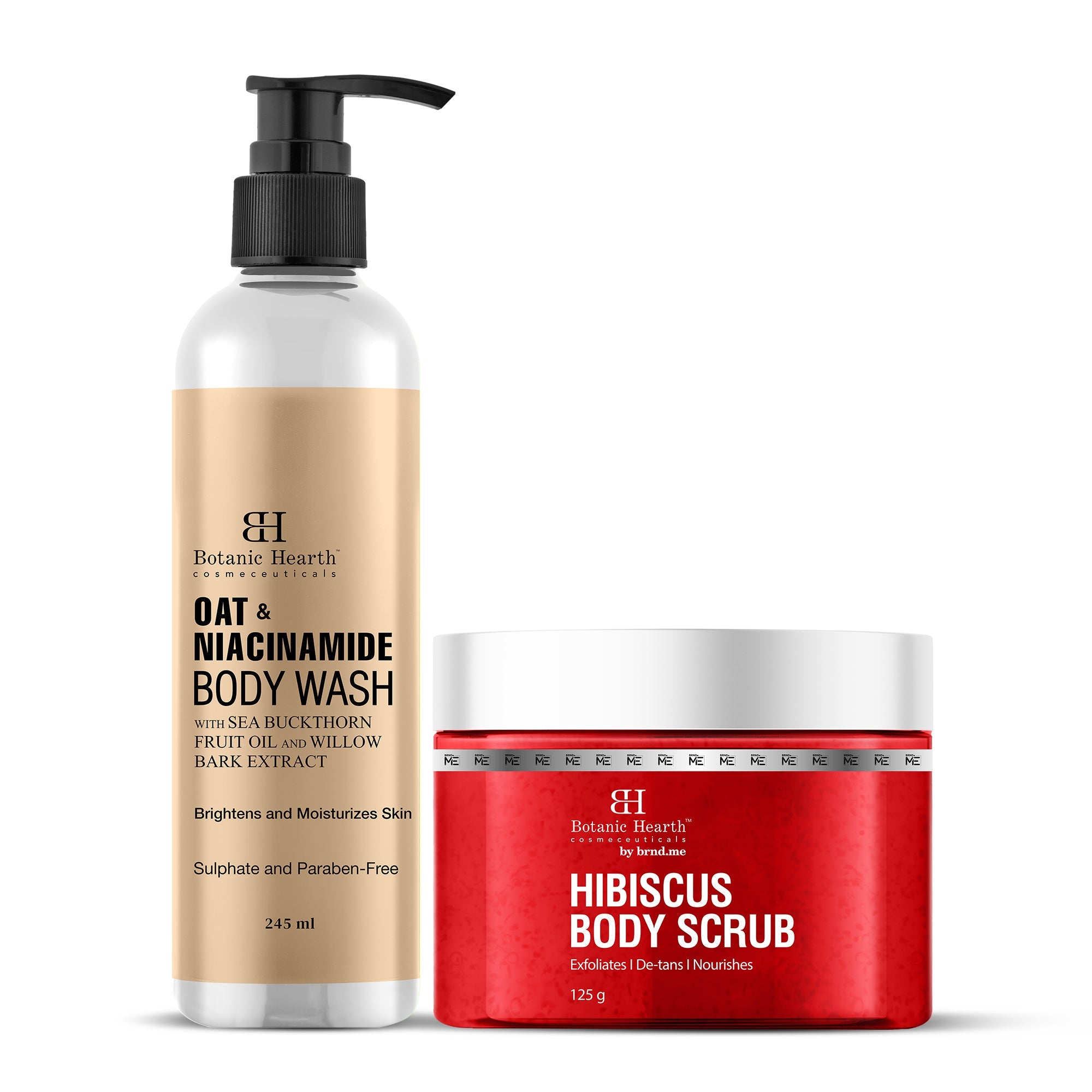 Botanic Hearth Oat & Niacinamide Bodywash & Hibiscus Scrub Combo - Distacart