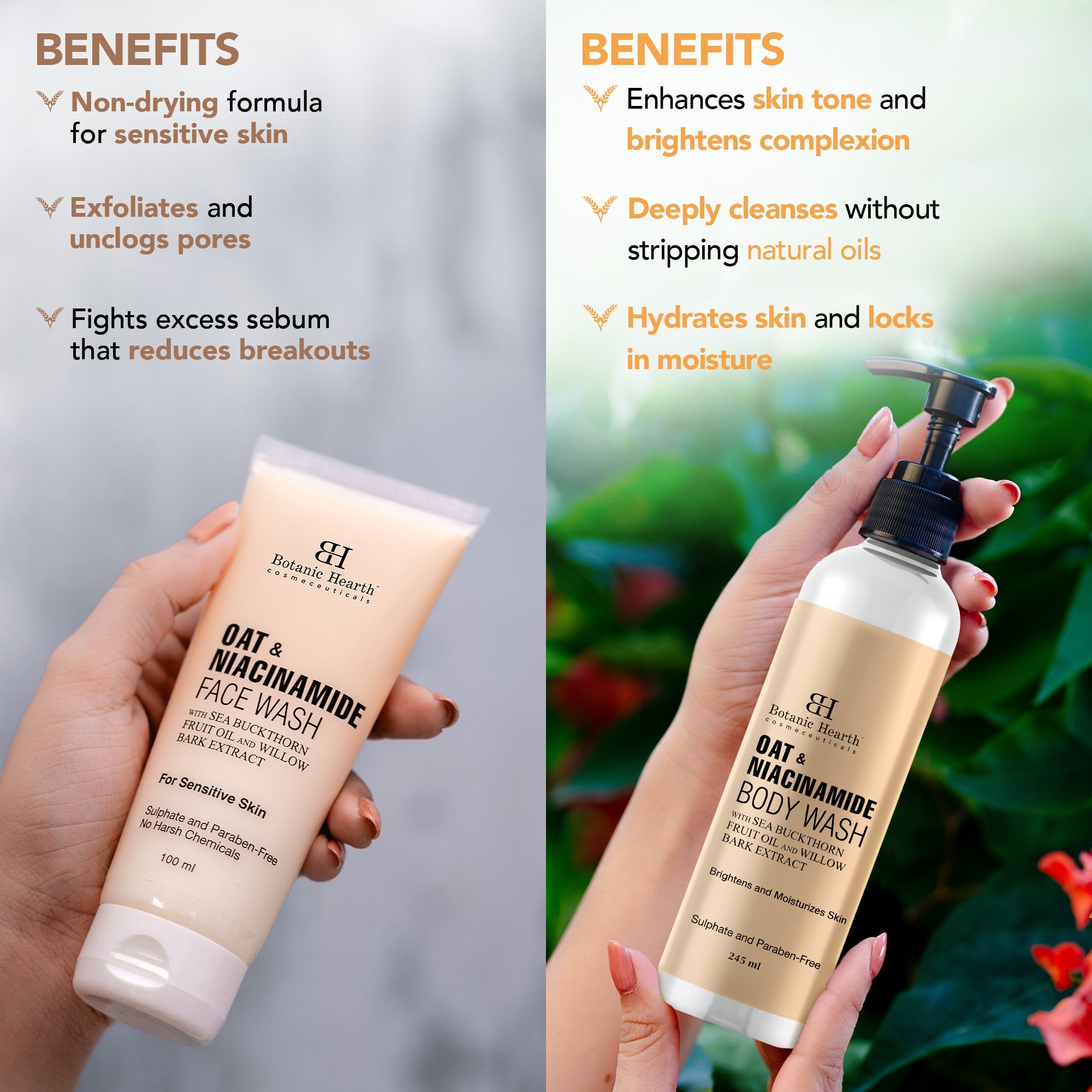 Botanic Hearth Oat & Niacinamide Bodywash - Facewash - Distacart