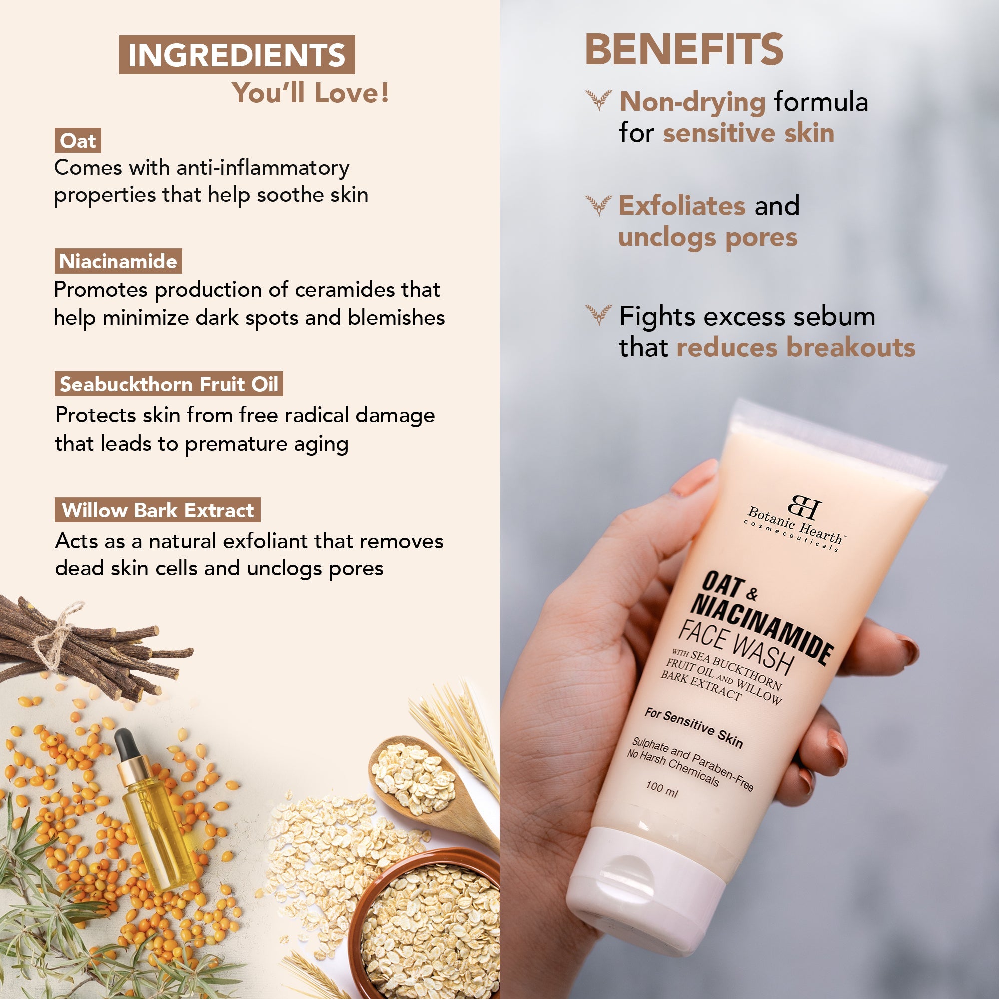 Botanic Hearth Papaya & Vitamin C with Oat & Niacinamide with Neem, Cica & Salicylic Acid, Set of 3, 100 ml Each - Distacart