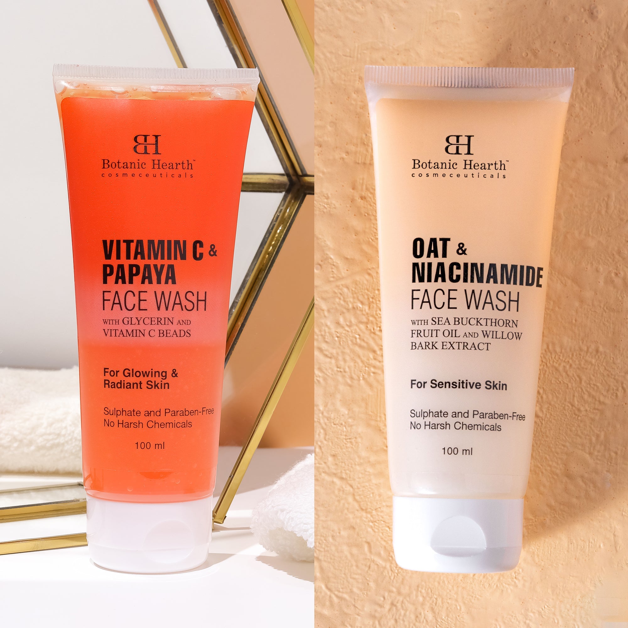Botanic Hearth Papaya & Vitamin C with Oat & Niacinamide Face Wash Set of 2, 100 ml Each - Distacart